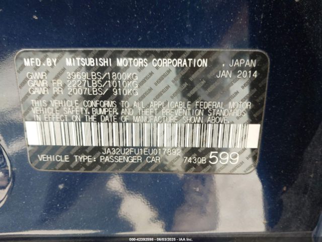 JA32U2FU1EU017892 Mitsubishi LANCER ES