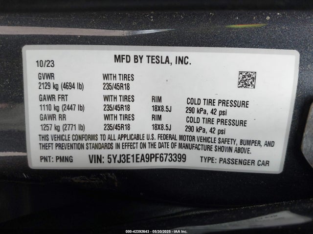 2023 TESLA MODEL 3 5YJ3E1EA9PF673399 Photo 8