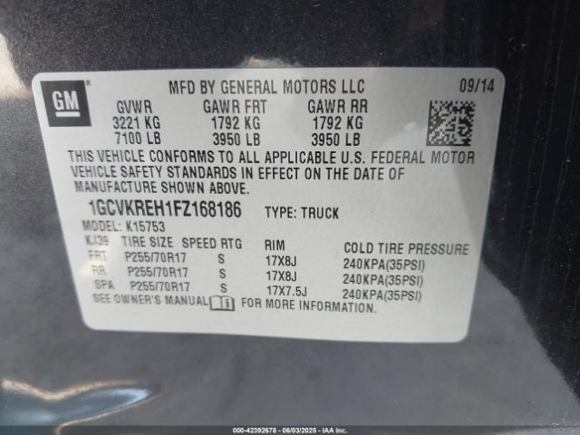 2015 CHEVROLET SILVERADO 1500 1GCVKREH1FZ168186 Photo 8