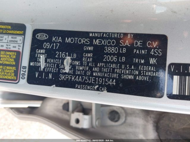 3KPFK4A75JE191544 KIA FORTE LX
