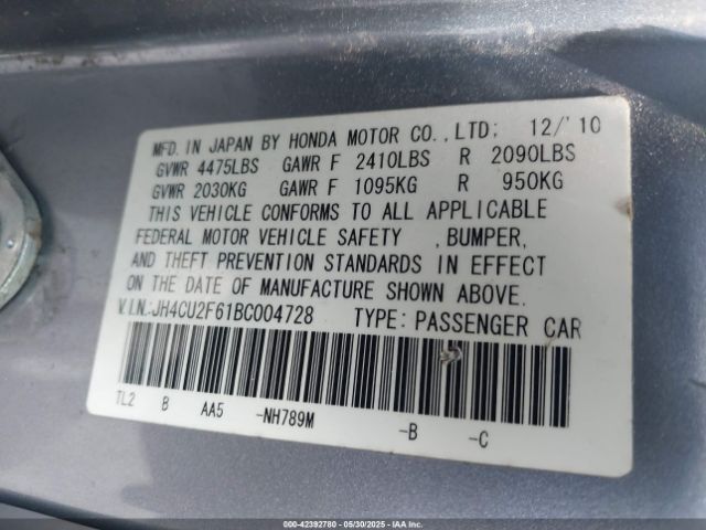 2011 ACURA TSX JH4CU2F61BC004728 Photo 8