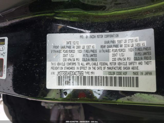 2013 MAZDA CX-9 JM3TB3DA6D0407569 Photo 8