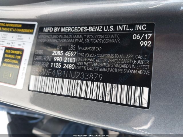 55SWF4JB1HU233879 Mercedes-Benz C 300 Luxury/sport