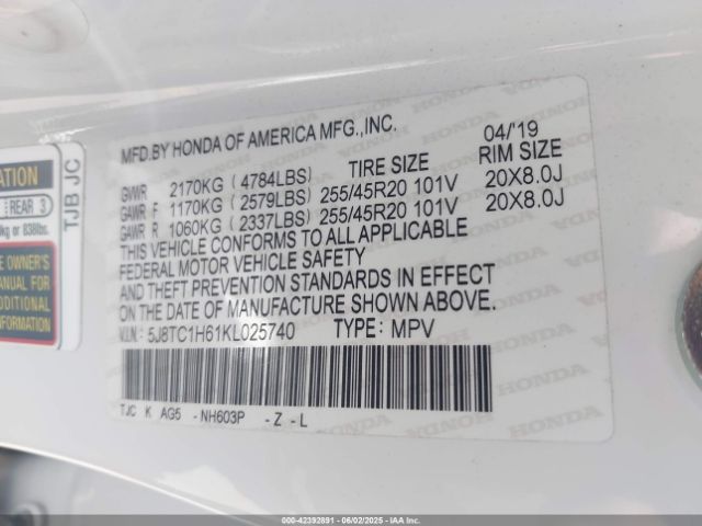 2019 ACURA RDX 5J8TC1H61KL025740 Photo 8