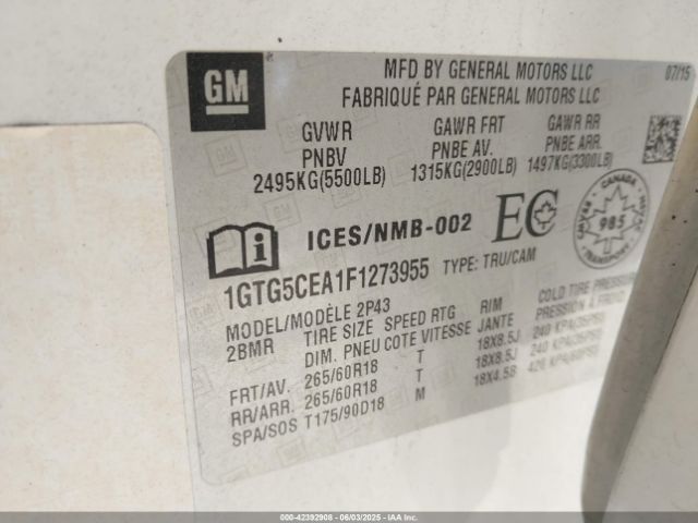 1GTG5CEA1F1273955 GMC lcv - sidi; dcvcp; vvt; e0-e100, alum
