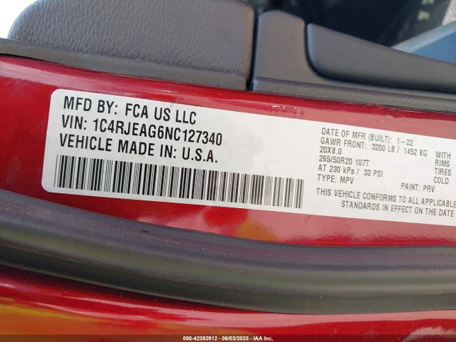 1C4RJEAG6NC127340 Jeep Grand Cherokee