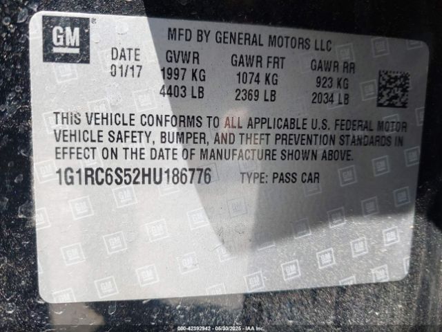 1G1RC6S52HU186776 Chevrolet VOLT LT