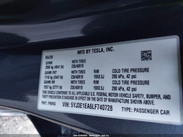 2020 TESLA MODEL 3 5YJ3E1EA6LF740728 Photo 8