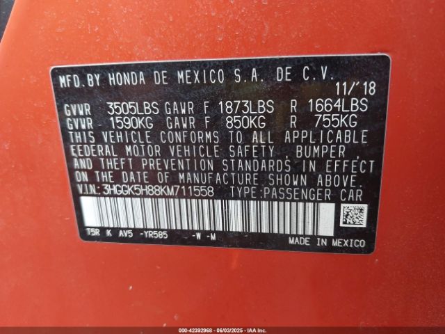 2019 HONDA FIT 3HGGK5H88KM711558 Photo 8