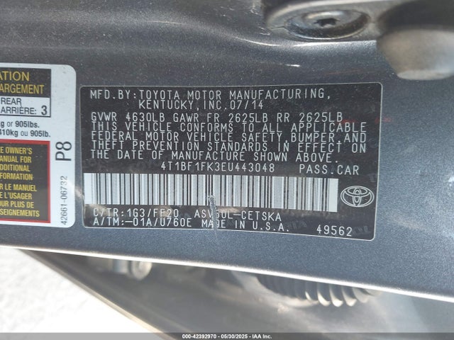 Toyota 2ar-fe 2014 4T1BF1FK3EU443048 Image 9