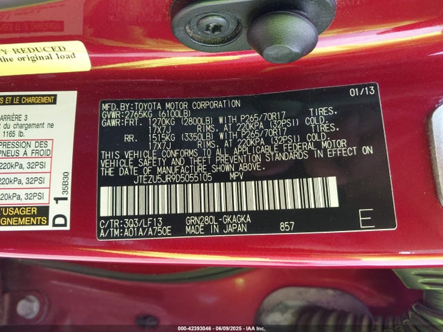 2013 TOYOTA 4RUNNER JTEZU5JR9D5055105 Photo 8