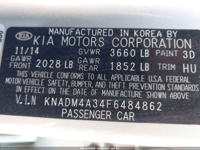 KNADM4A34F6484862 KIA dohc gamma