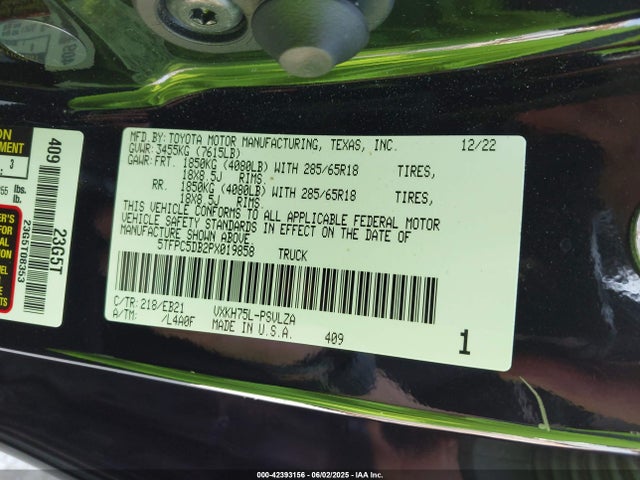5TFPC5DB2PX019858 Toyota v35a-fts, 1tm