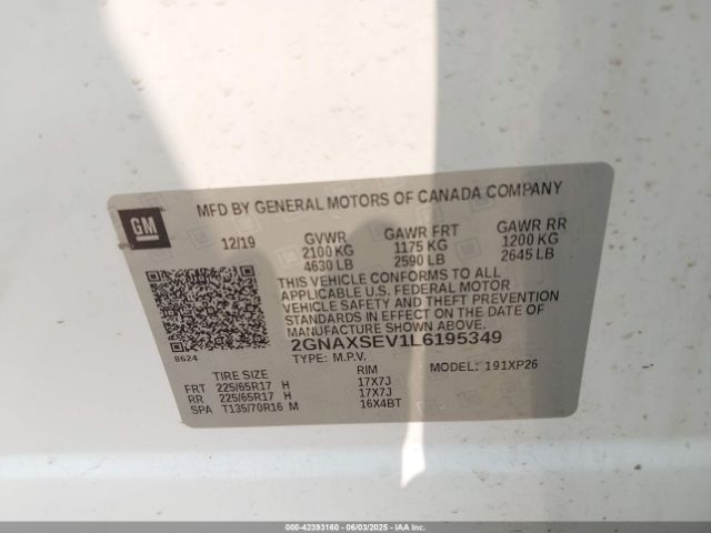 2GNAXSEV1L6195349 Chevrolet Equinox Awd Ls