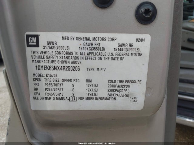 2004 CADILLAC ESCALADE 1GYEK63NX4R250206 Photo 8