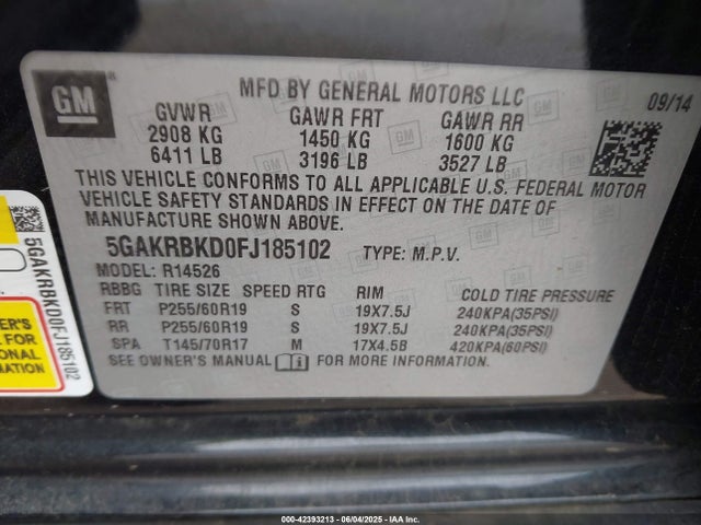5GAKRBKD0FJ185102 Buick llt
