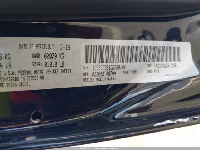 1C3CDFBB1GD728100 Dodge DART SXT