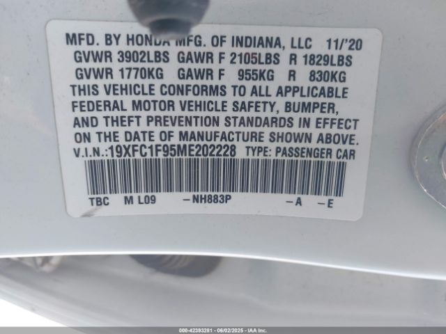 19XFC1F95ME202228 Honda l15b7