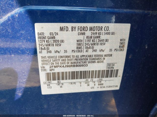 2FMPK4J96RBB00933 Ford EDGE SEL