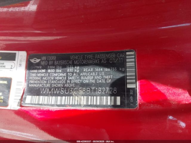 2011 MINI COOPER WMWSU3C58BT182728 Photo 8