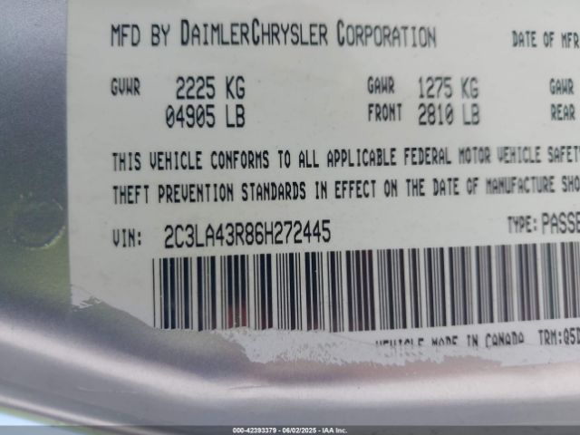 2006 CHRYSLER 300 2C3LA43R86H272445 Photo 8