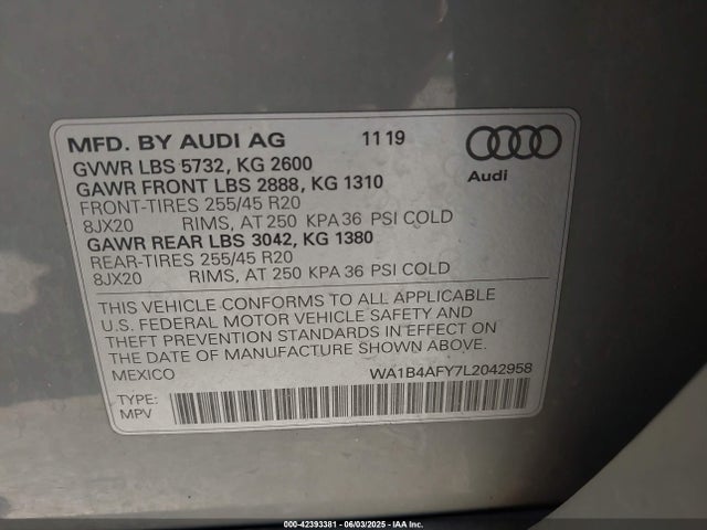 2020 AUDI SQ5 WA1B4AFY7L2042958 Photo 8