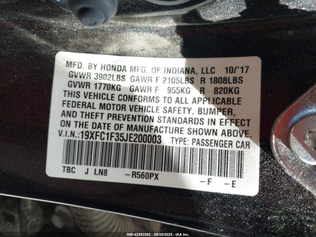 19XFC1F35JE200003 Honda l15b7