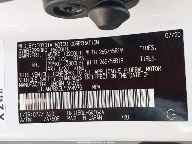JTJAM7BX3L5264975 Lexus 1ur-fe
