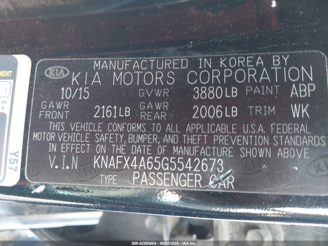 KNAFX4A65G5542673 KIA mpi nu