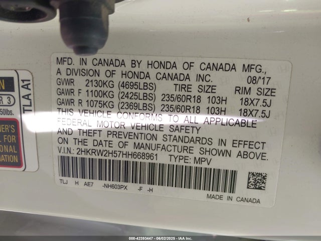 2HKRW2H57HH668961 Honda l15be