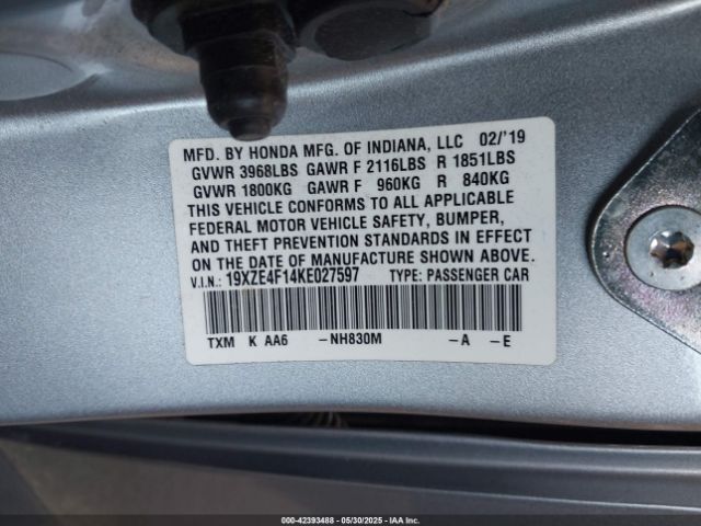 19XZE4F14KE027597 Honda Insight Lx