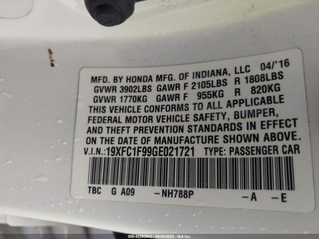 2016 HONDA CIVIC 19XFC1F99GE021721 Photo 8