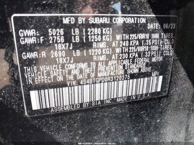 2024 SUBARU OUTBACK 4S4BTGPD0R3120275 Photo 8