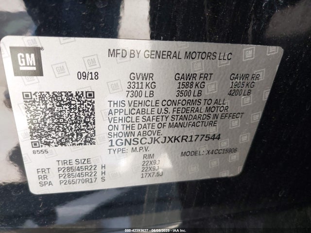 1GNSCJKJXKR177544 Chevrolet l86 - sidi vvt, afm, e85 max, alum