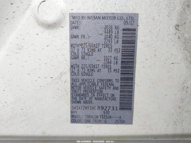 5N1AT2MT1HC892731 Nissan 2017