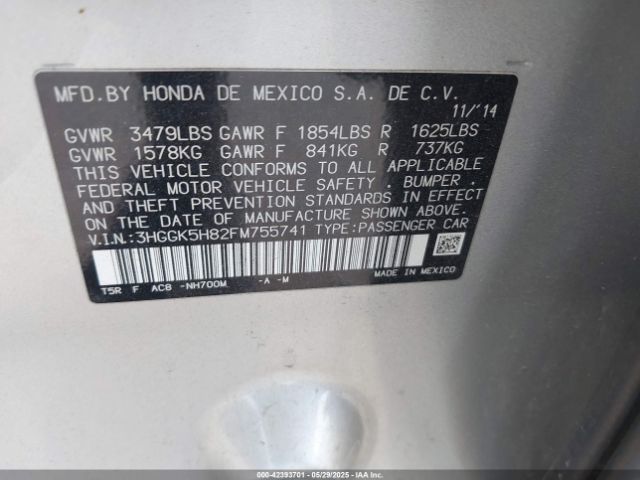 3HGGK5H82FM755741 Honda Fit Ex/ex-l
