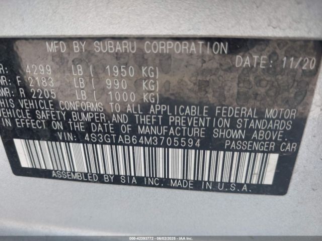 2021 SUBARU IMPREZA 4S3GTAB64M3705594 Photo 8