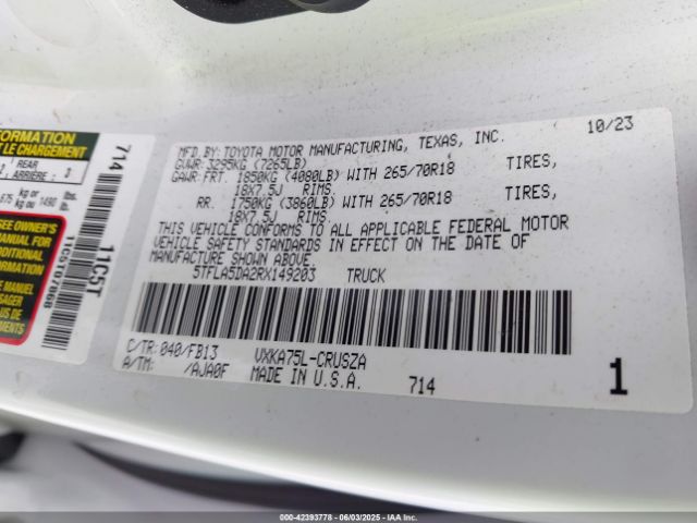 2024 TOYOTA TUNDRA 5TFLA5DA2RX149203 Photo 8