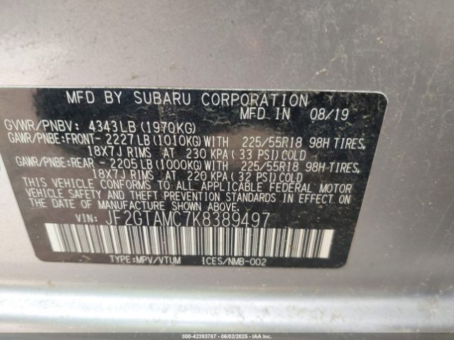 JF2GTAMC7K8389497 Subaru Crosstrek 2.0i Limited