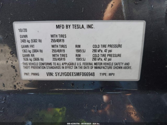 5YJYGDEE5MF066948 Tesla Model Y