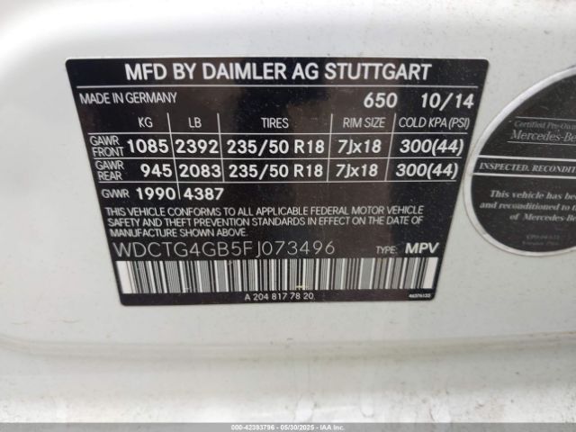 2015 MERCEDES-BENZ GLA 250 WDCTG4GB5FJ073496 Photo 8