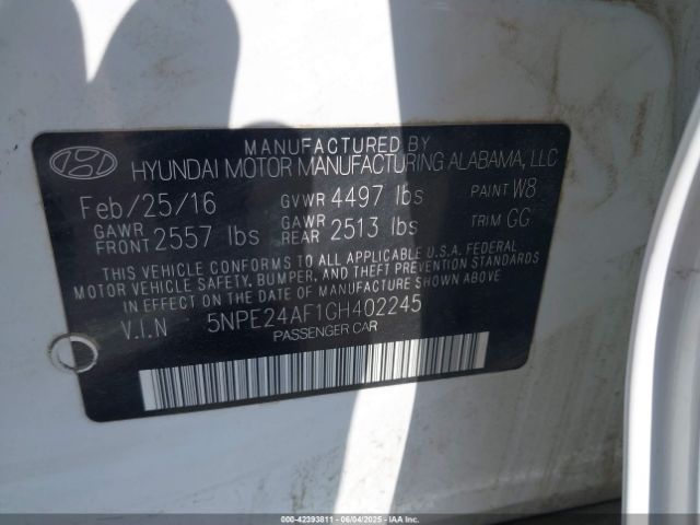 5NPE24AF1GH402245 Hyundai SONATA SE