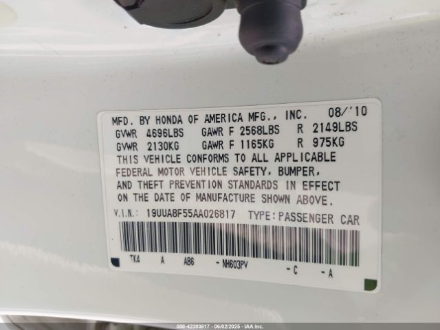 2010 ACURA TL 19UUA8F55AA026817 Photo 8