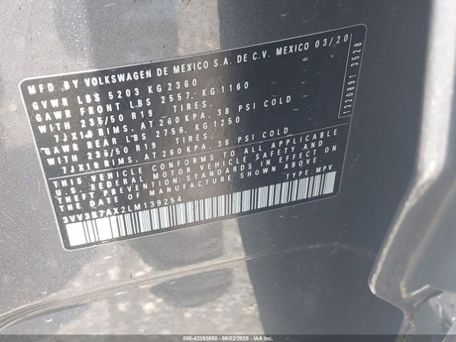 2020 VOLKSWAGEN TIGUAN 3VV3B7AX2LM139254 Photo 8