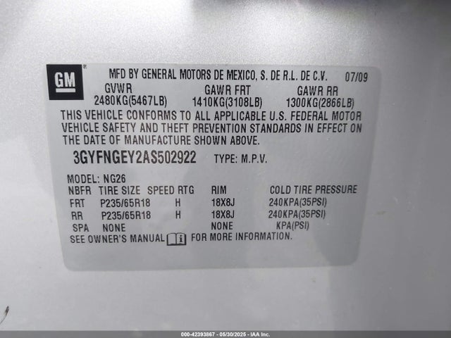 2010 CADILLAC SRX 3GYFNGEY2AS502922 Photo 8