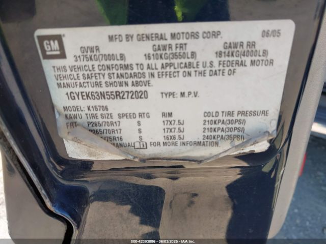 2005 CADILLAC ESCALADE 1GYEK63N55R272020 Photo 8
