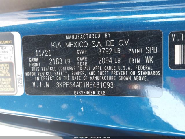 2022 KIA FORTE 3KPF54AD1NE431093 Photo 8
