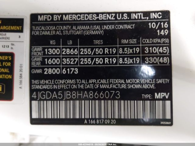 4JGDA5JB8HA866073 Mercedes-Benz m276