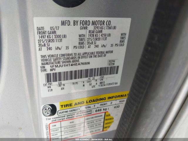 1FMJU1HT4HEA76506 Ford Expedition Xlt