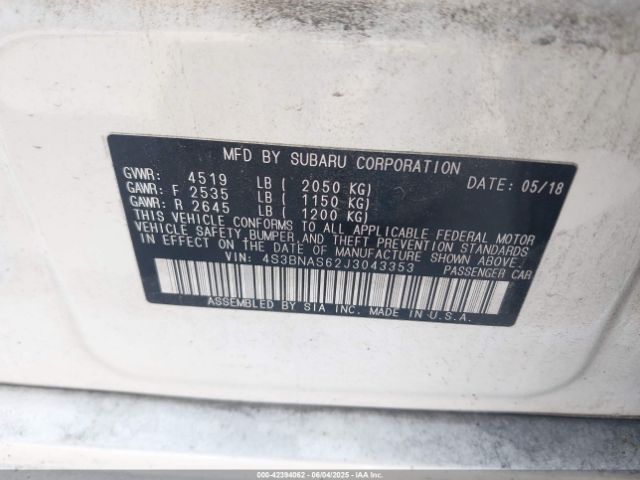 4S3BNAS62J3043353 Subaru Legacy 2.5i Sport